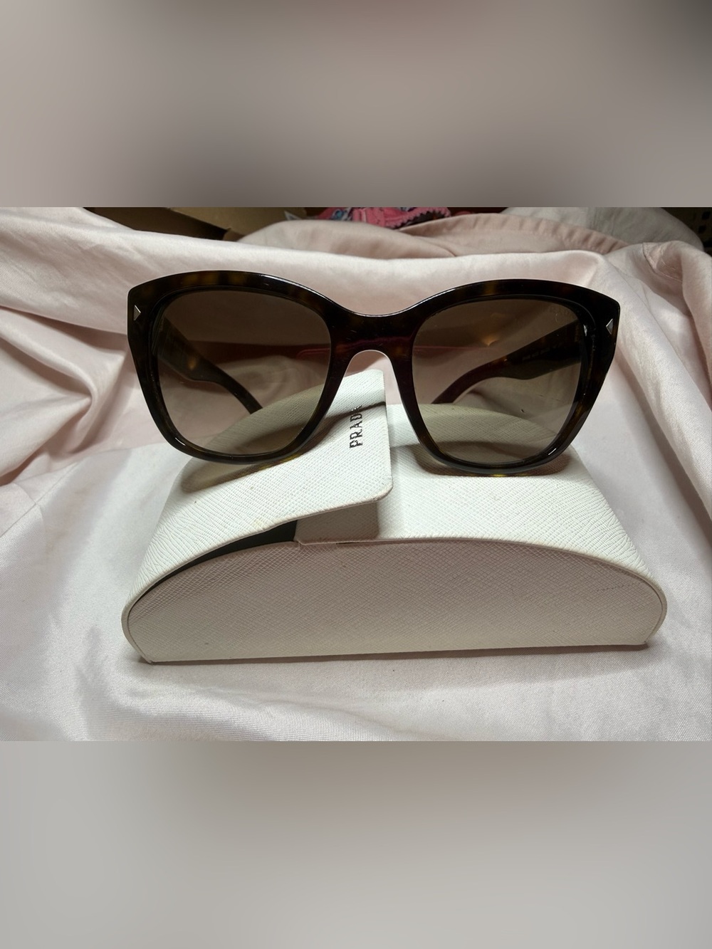 PRADA Tortoiseshell Frame Sunglasses with Brown Lenses